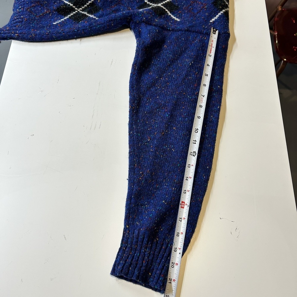 VTG Agenda Mens M Wool blend Blue Geometric Colorful Speckled Knit Sweater - Picture 7 of 8